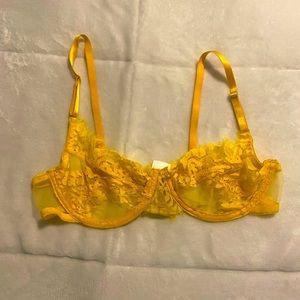 Yellow lace bra